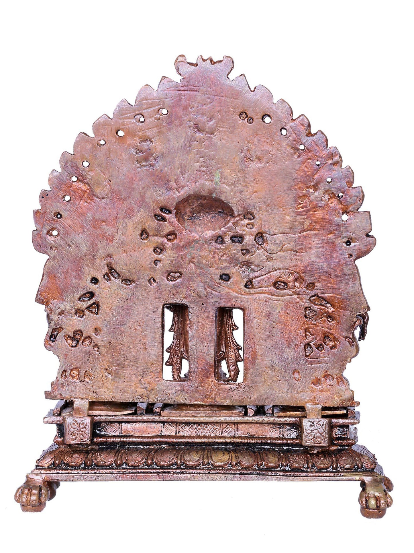 7" Lord Vishnu Bronze Idol With Sridevi And Bhudevi With Dashavatara Arch | Bronze Statue