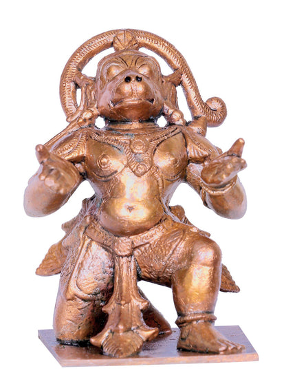 3" Bronze Sitting Lord Hanuman Statue | Handmade Idol | Hanuman Statue