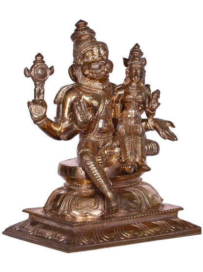 7" Lord Narasimha Bronze Statue With Devi Lakshmi | Handmade Idol | Bronze Figurine