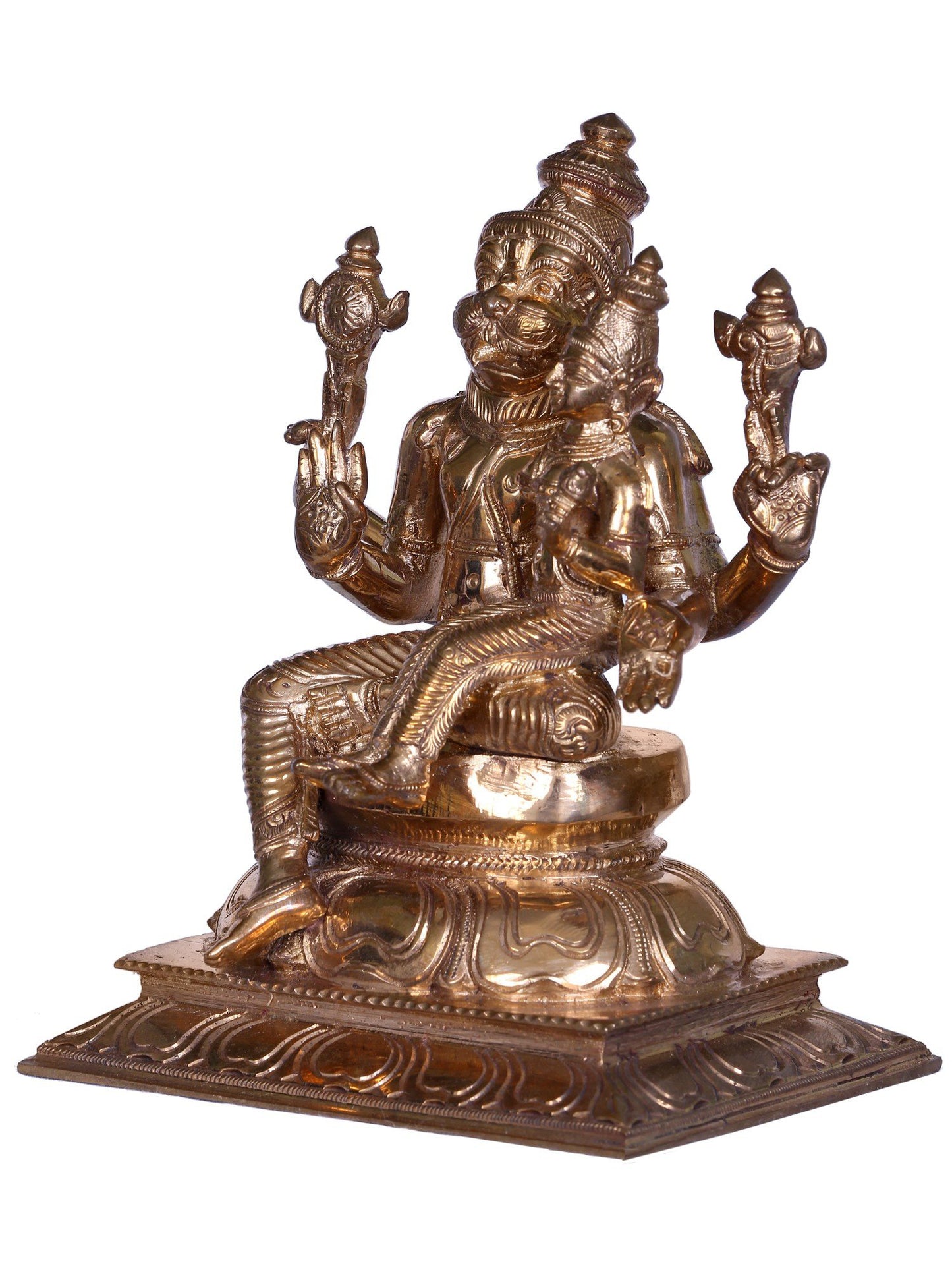 7" Lord Narasimha Bronze Statue With Devi Lakshmi | Handmade Idol | Bronze Figurine