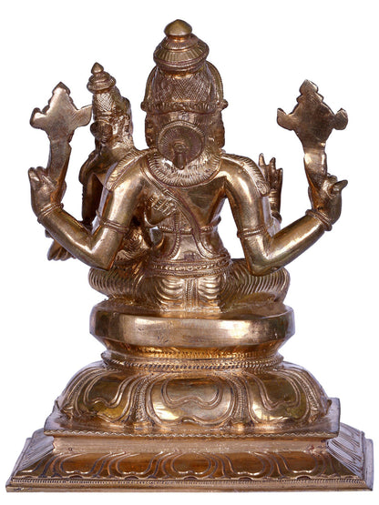 7" Lord Narasimha Bronze Statue With Devi Lakshmi | Handmade Idol | Bronze Figurine