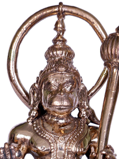 5" Small Bronze Sitting Sankat Mochan Lord Hanuman Statue | Handmade Idol