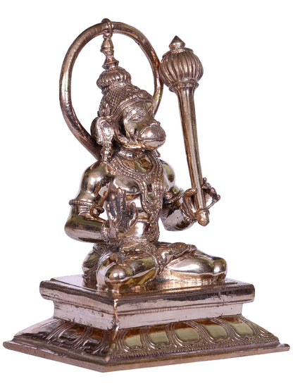 5" Small Bronze Sitting Sankat Mochan Lord Hanuman Statue | Handmade Idol