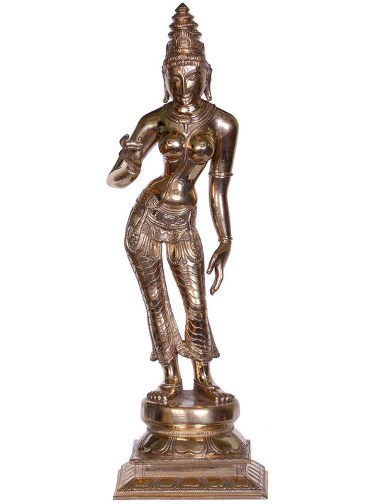 11" Bronze Standing Devi Parvati (Goddess Uma) | Handmade Idol | Goddess Statue