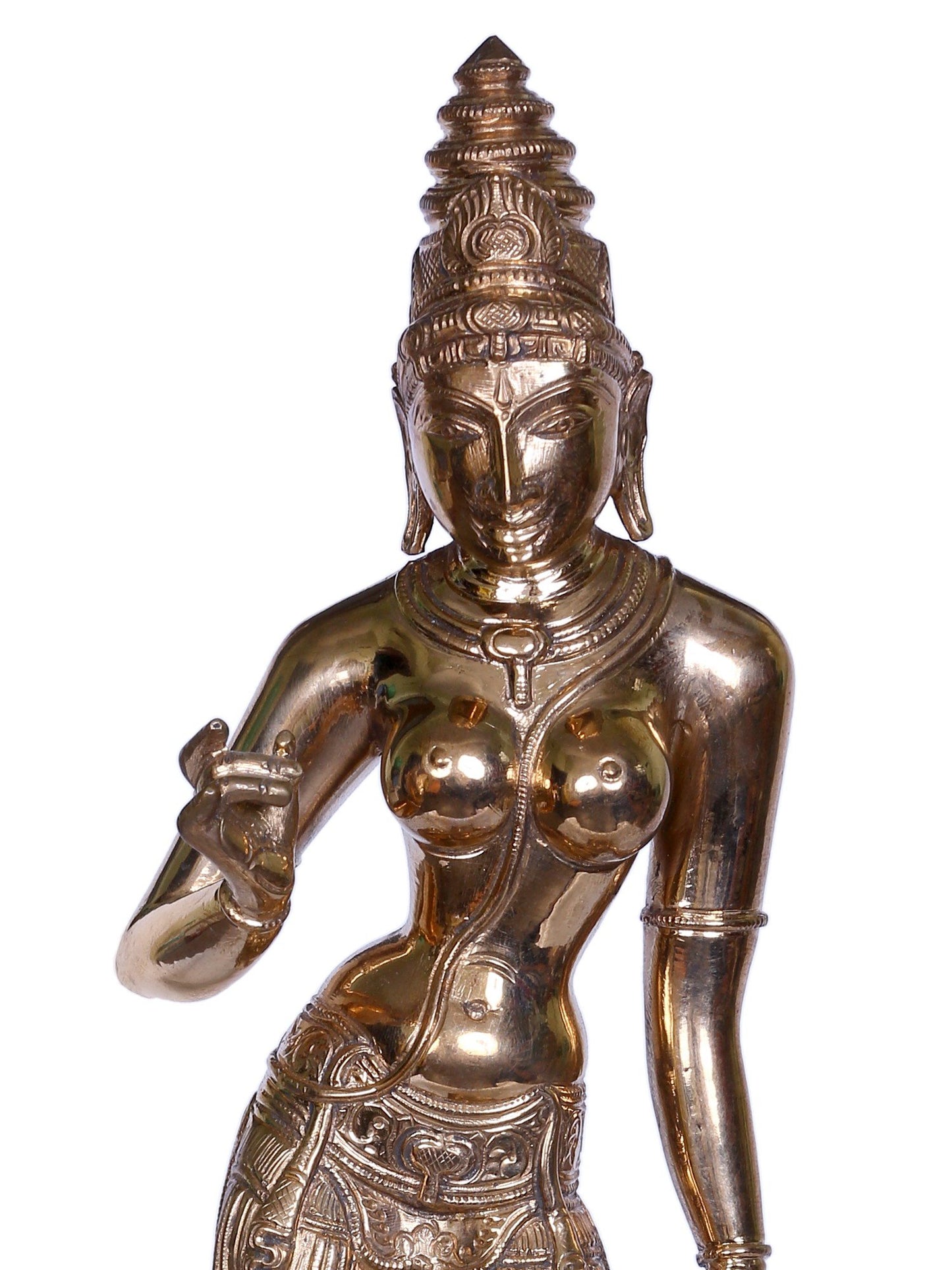 11" Bronze Standing Devi Parvati (Goddess Uma) | Handmade Idol | Goddess Statue