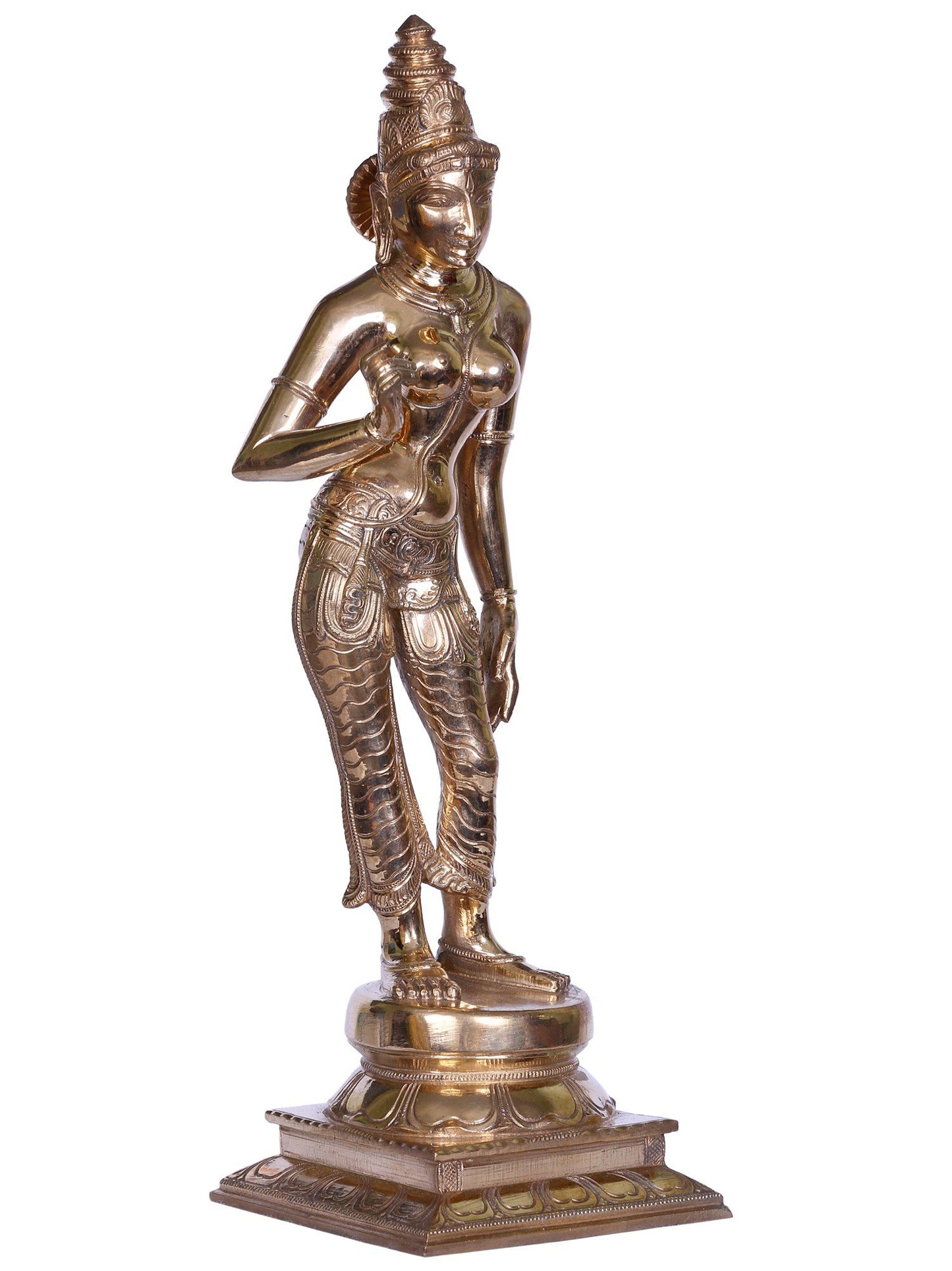 11" Bronze Standing Devi Parvati (Goddess Uma) | Handmade Idol | Goddess Statue