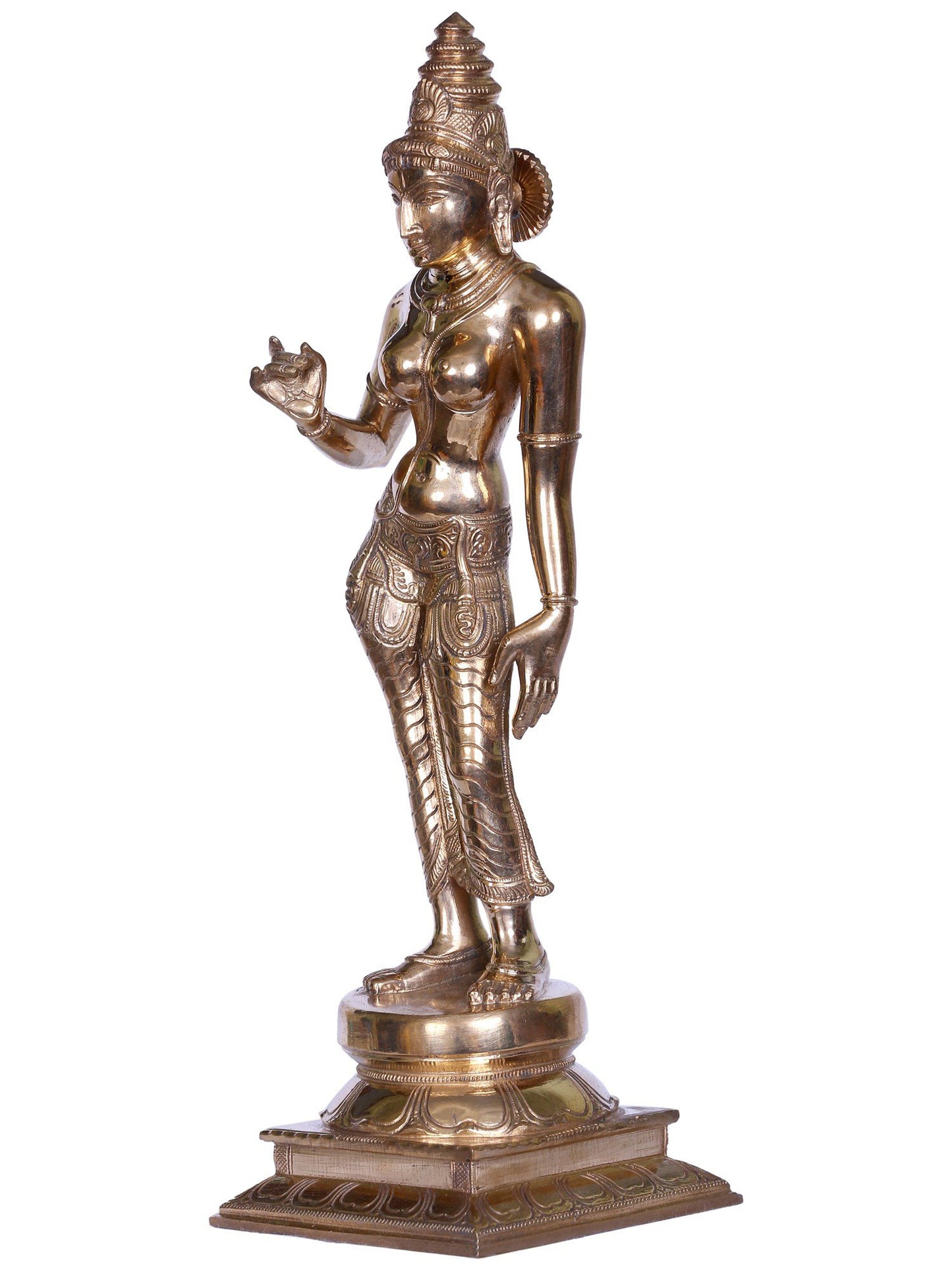 11" Bronze Standing Devi Parvati (Goddess Uma) | Handmade Idol | Goddess Statue