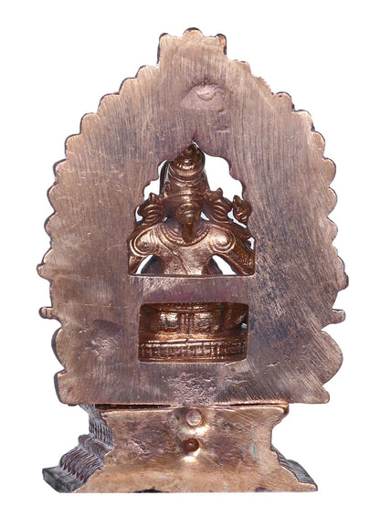 3'' Lord Ganesha Bronze Statue Seated On Pedestal With Arch | Handmade Ganesha Bronze Idol