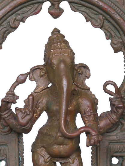 5'' Standing Lord Ganesha Bronze Statue With Arch | Handmade Idol | Ganesha Bronze Figurine