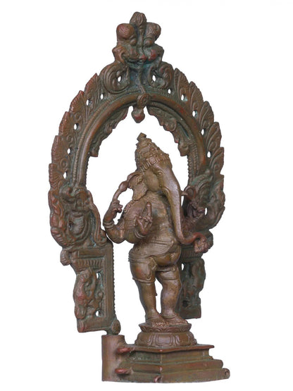 5'' Standing Lord Ganesha Bronze Statue With Arch | Handmade Idol | Ganesha Bronze Figurine