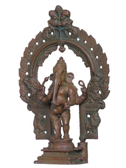 5'' Standing Lord Ganesha Bronze Statue With Arch | Handmade Idol | Ganesha Bronze Figurine