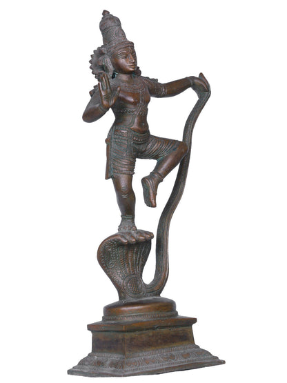 10'' Hindu Lord Kaliya Krishna Bronze Statue | Handmade Lord Krishna Idol | Bronze Figurine