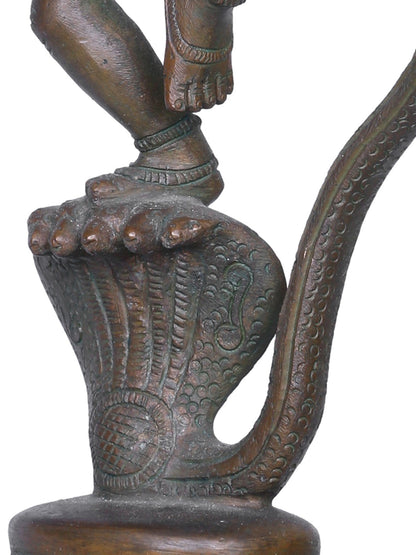 10'' Hindu Lord Kaliya Krishna Bronze Statue | Handmade Lord Krishna Idol | Bronze Figurine