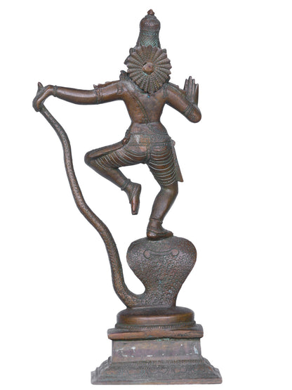 10'' Hindu Lord Kaliya Krishna Bronze Statue | Handmade Lord Krishna Idol | Bronze Figurine