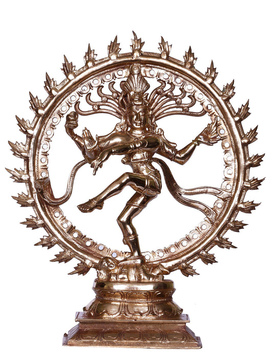 9'' Lord Nataraja Bronze Statue Inside Fire Arch | Handmade Idol | Bronze Dancing Shiva Statue