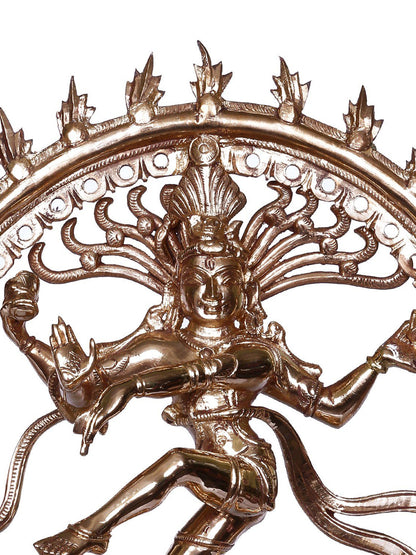 9'' Lord Nataraja Bronze Statue Inside Fire Arch | Handmade Idol | Bronze Dancing Shiva Statue