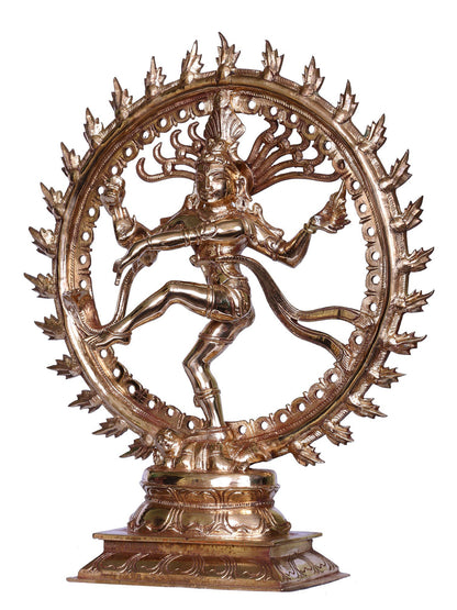 9'' Lord Nataraja Bronze Statue Inside Fire Arch | Handmade Idol | Bronze Dancing Shiva Statue