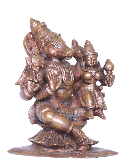 3'' Small Varaha Idol (Vishnu) With Goddess Lakshmi | Handmade Idol | Bronze Statue