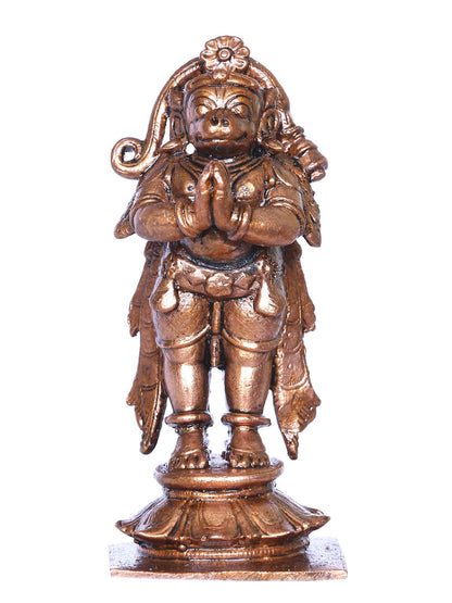 3'' Small Standing Hanuman Bronze Statue In Anjali Mudra | Handmade Idol | Bronze Lord Hanuman Statue