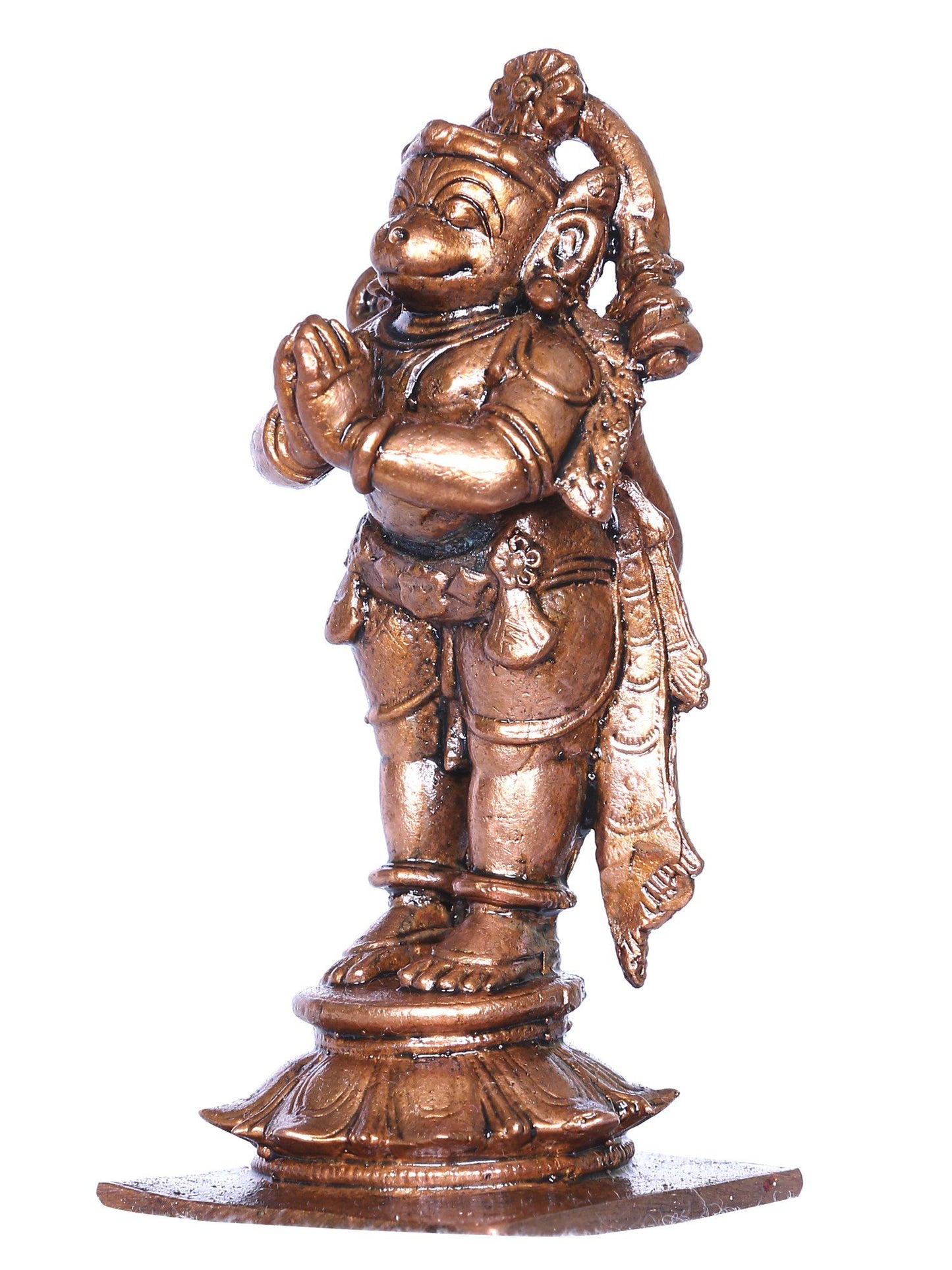 3'' Small Standing Hanuman Bronze Statue In Anjali Mudra | Handmade Idol | Bronze Lord Hanuman Statue