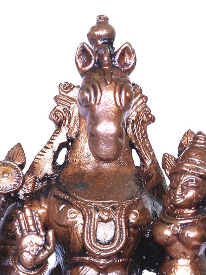 3'' Small Hayagriva Idol (Vishnu) Seated With Lakshmi | Handmade Idol | Bronze Statue