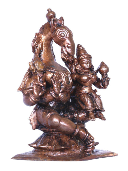 3'' Small Hayagriva Idol (Vishnu) Seated With Lakshmi | Handmade Idol | Bronze Statue