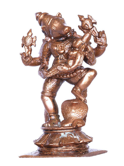 4'' Small Lord Varaha Carrying Bhudevi In Bronze | Handmade Idol | Bronze Statue