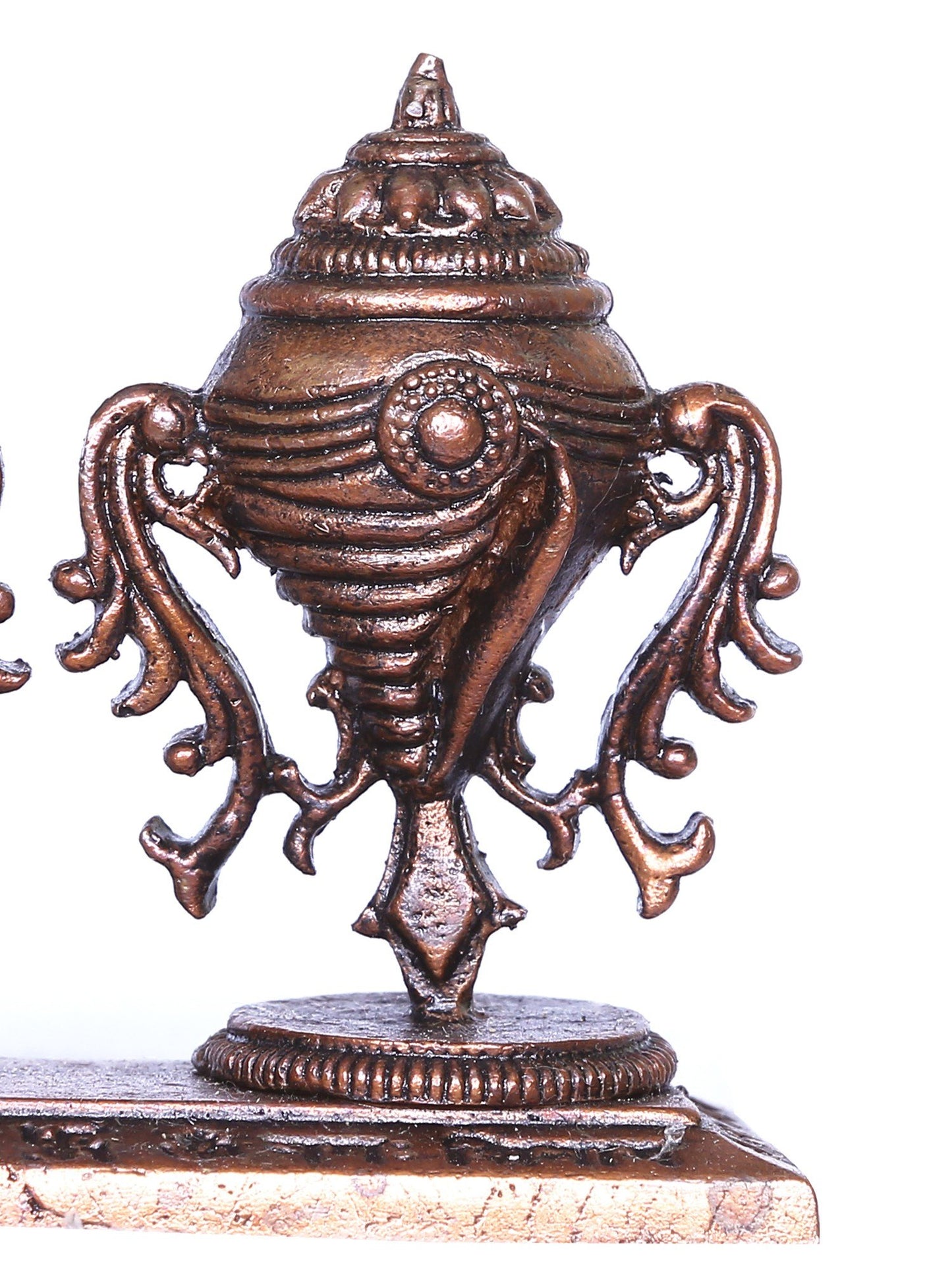 3'' Shankha And Chakra Vaishnava Symbol In Bronze | Handmade | Bronze Statue