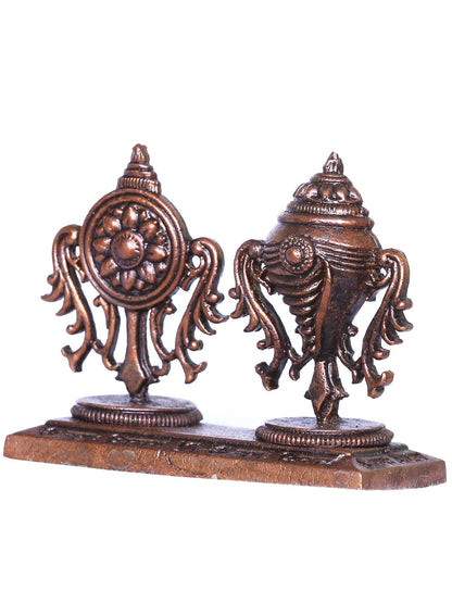 3'' Shankha And Chakra Vaishnava Symbol In Bronze | Handmade | Bronze Statue