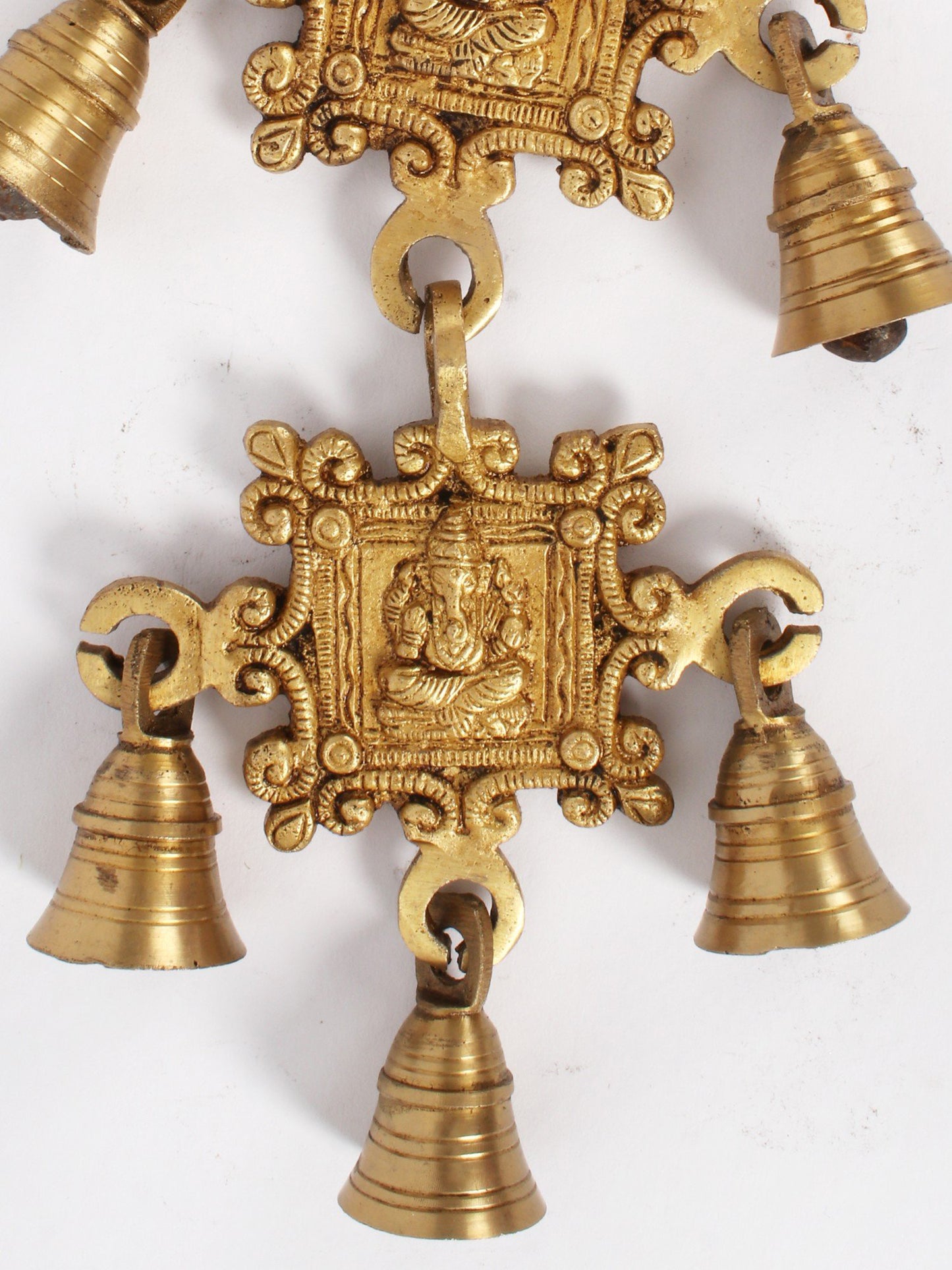 22" Lord Ganesha Wall Hanging Bells In Brass | Handmade Wall Decor Brass Bell For Temple