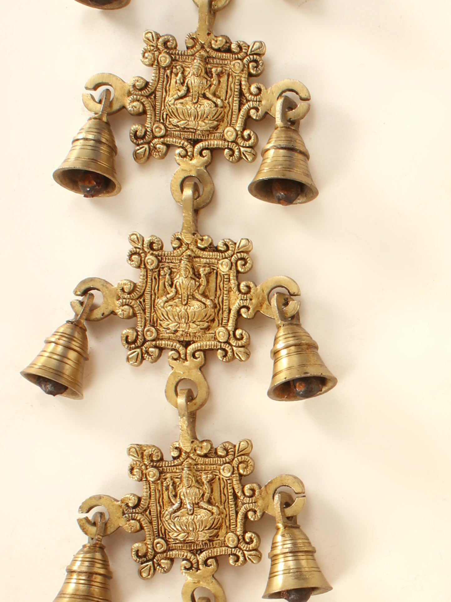 26" Brass Pair Of Lakshmi - Ganesha Wall Hanging Bells For Home | Handmade Wall Decor Brass Bell For Temple