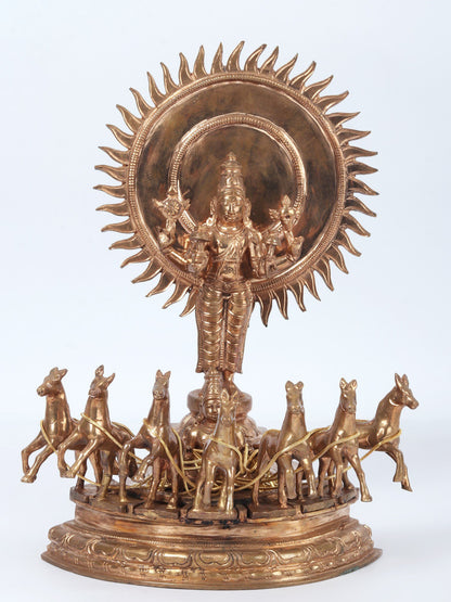 12'' Lord Surya Narayana Standing On His Chariot Of Seven Horses | Lord  Surya Narayana Bronze Statue