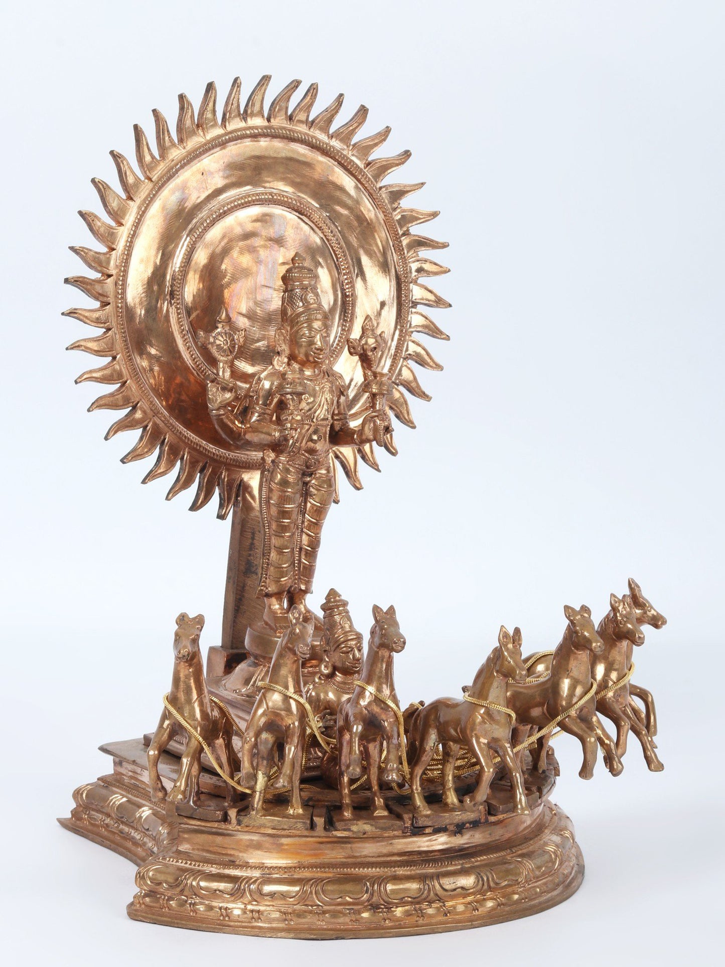 12'' Lord Surya Narayana Standing On His Chariot Of Seven Horses | Lord  Surya Narayana Bronze Statue