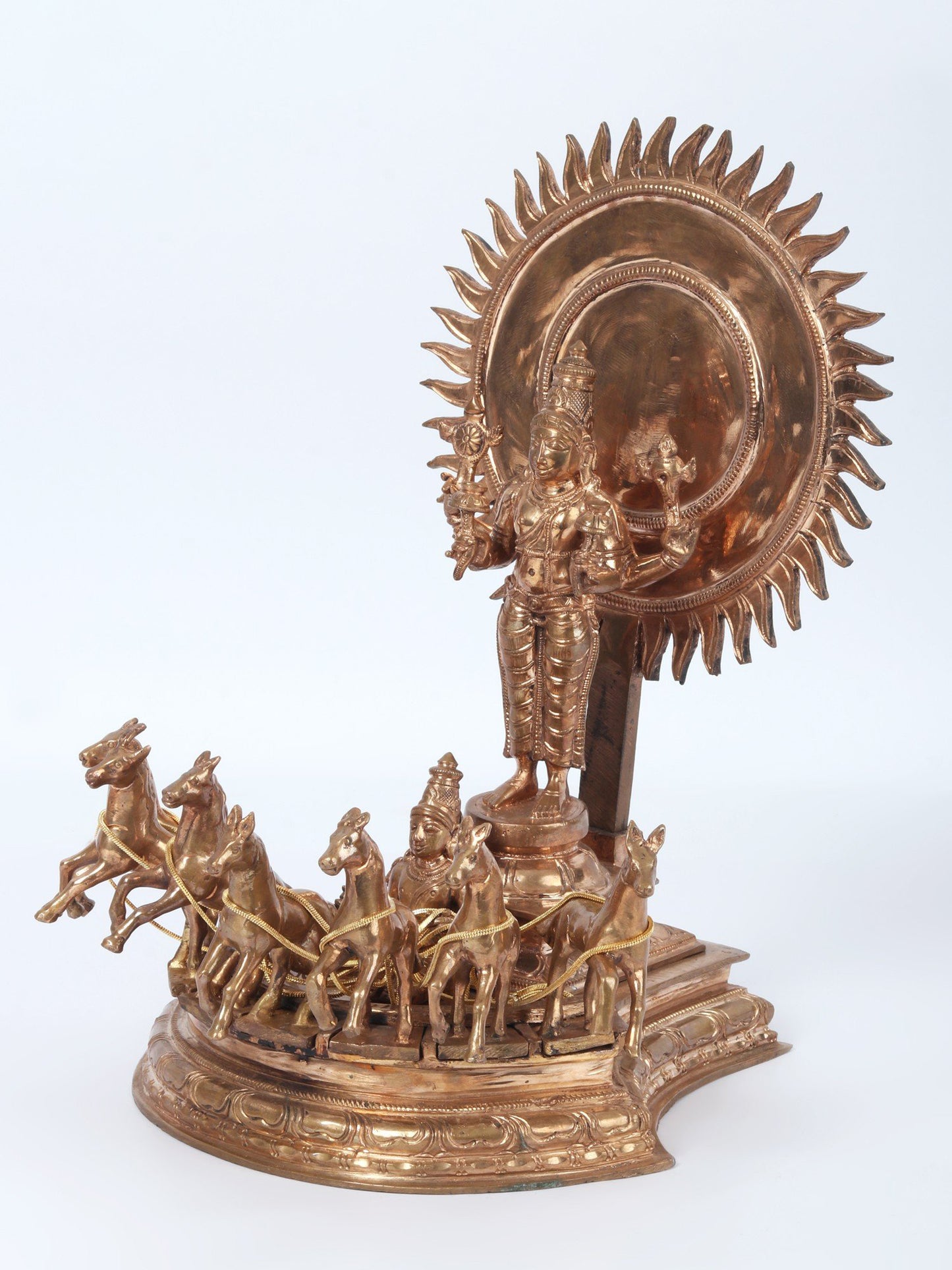 12'' Lord Surya Narayana Standing On His Chariot Of Seven Horses | Lord  Surya Narayana Bronze Statue