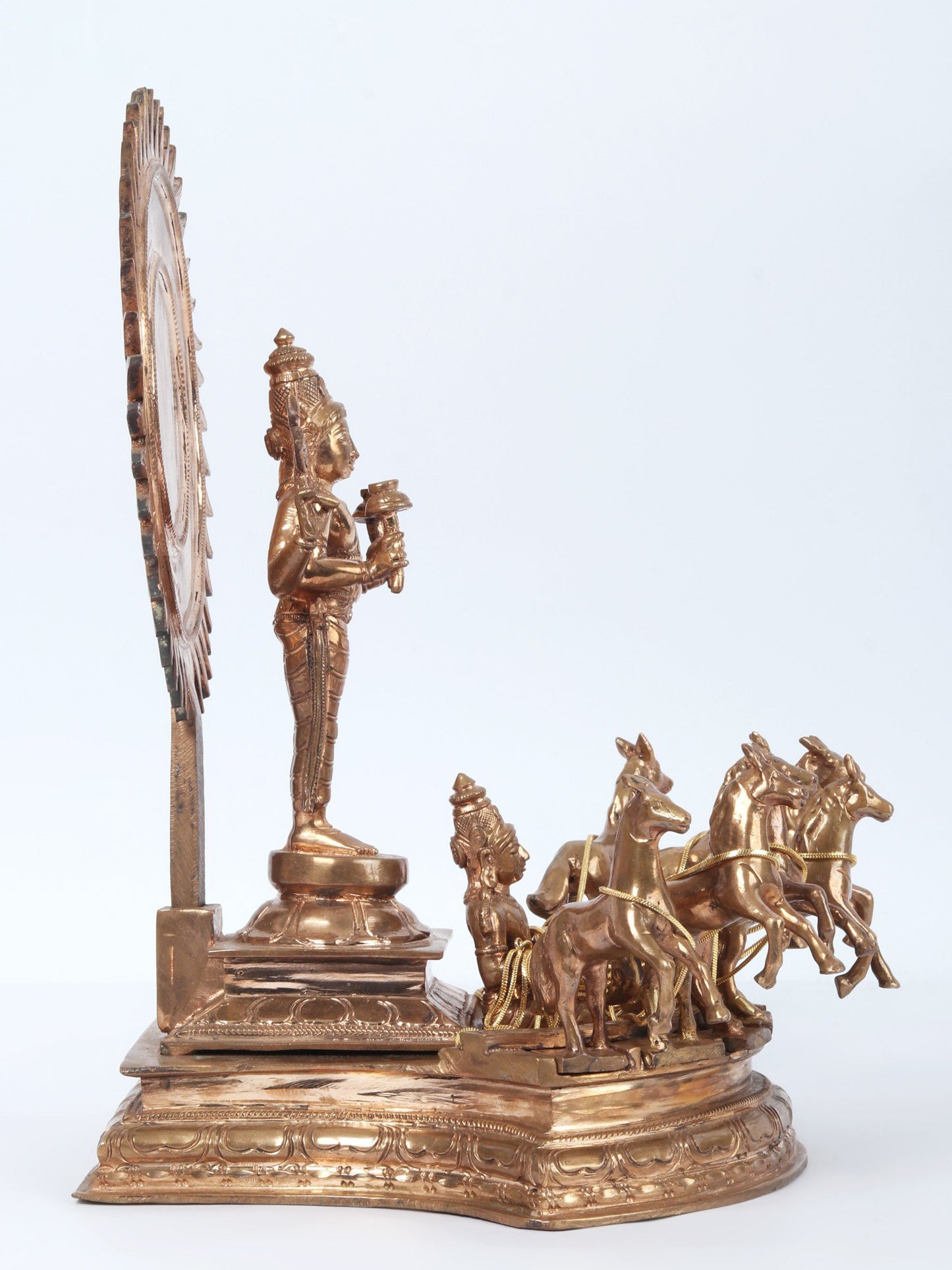 12'' Lord Surya Narayana Standing On His Chariot Of Seven Horses | Lord  Surya Narayana Bronze Statue