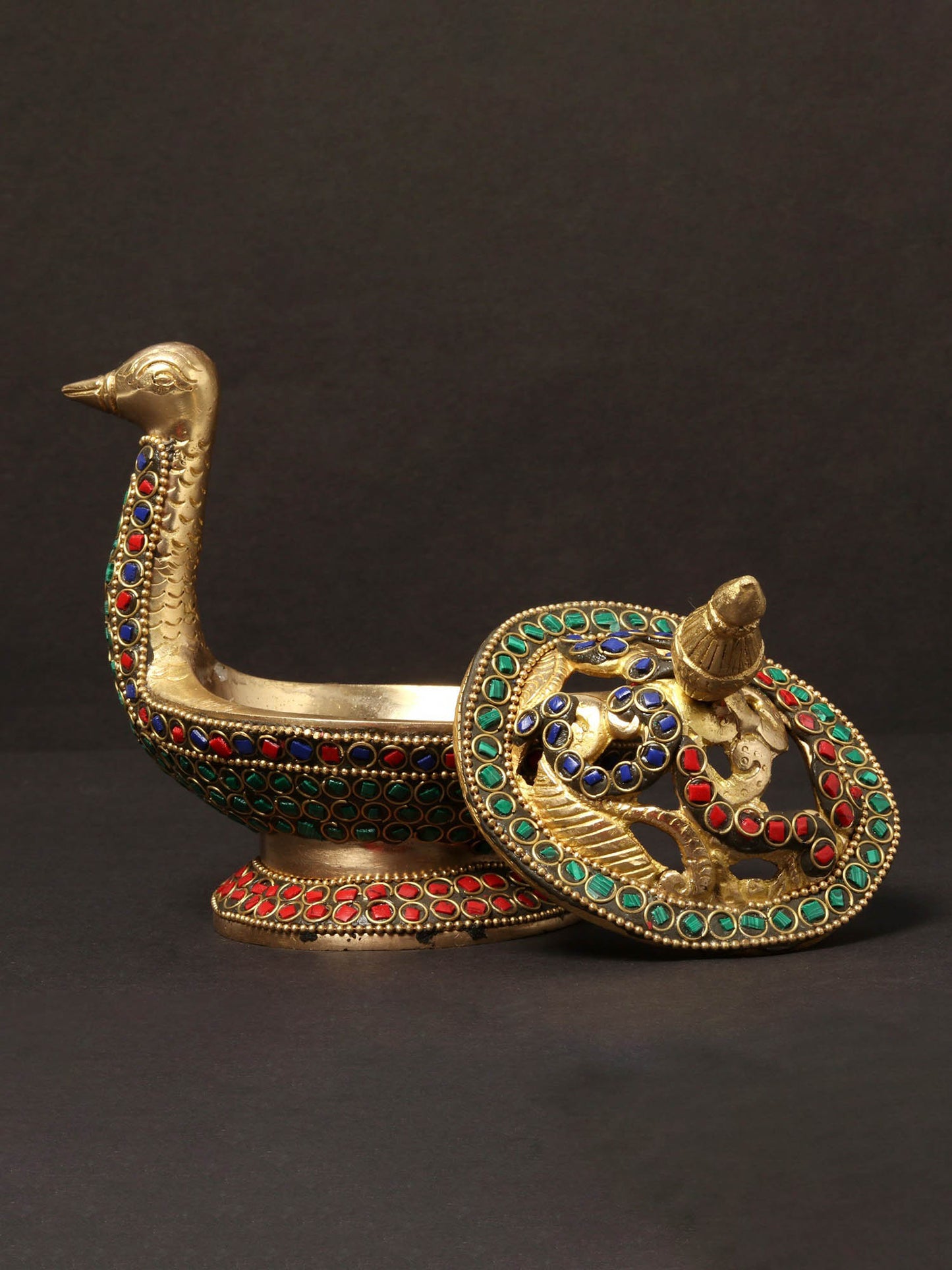 5'' Peacock Incense Burner | Brass With Inlay Work | Handmade