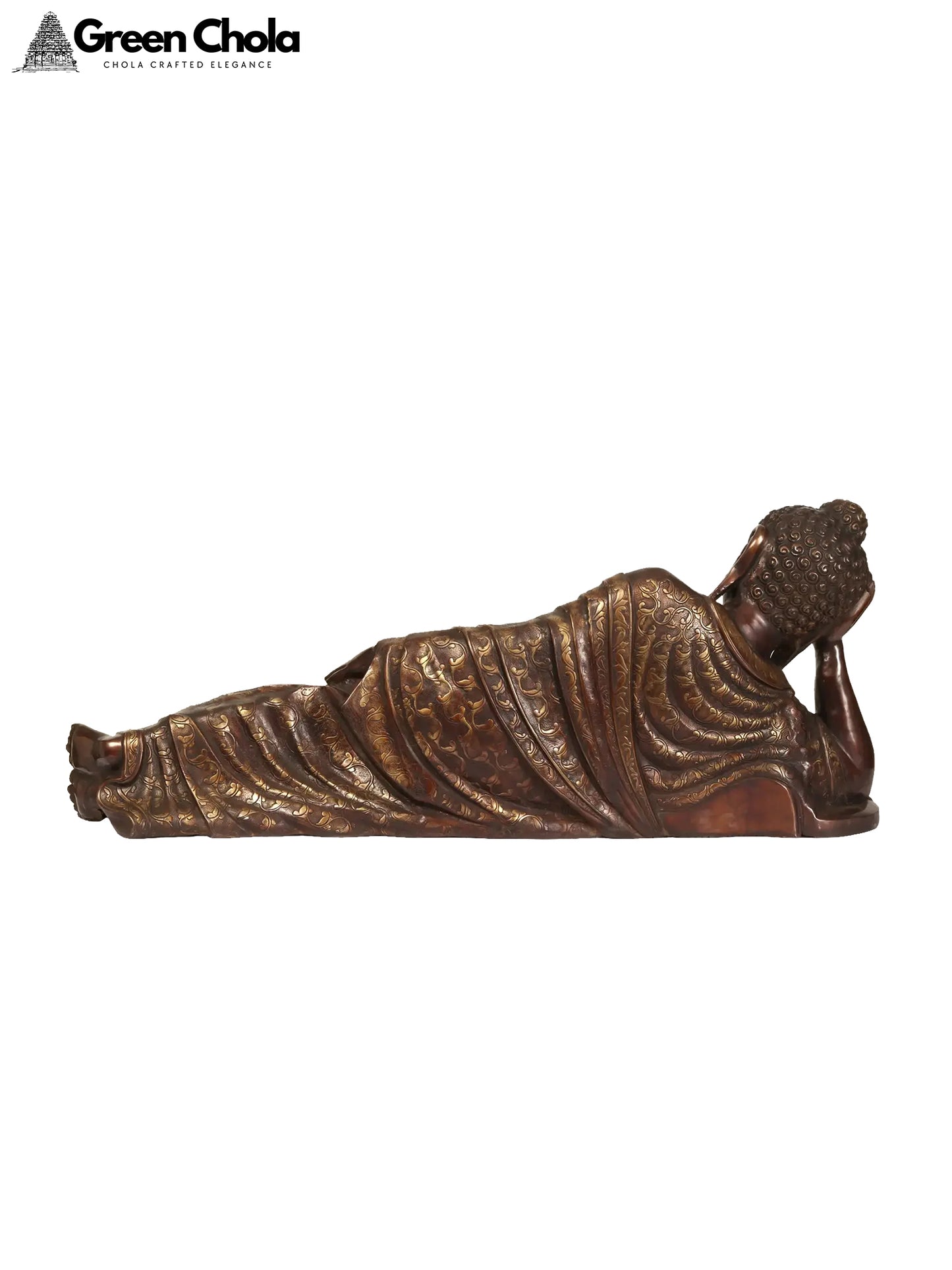 48-Inch Large Relaxing Lord Buddha Brass Idol | Tibetan Buddhist Art