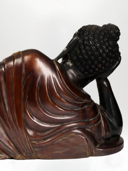 Mahaparinirvana Buddha Sculpture in Brass 48-Inch