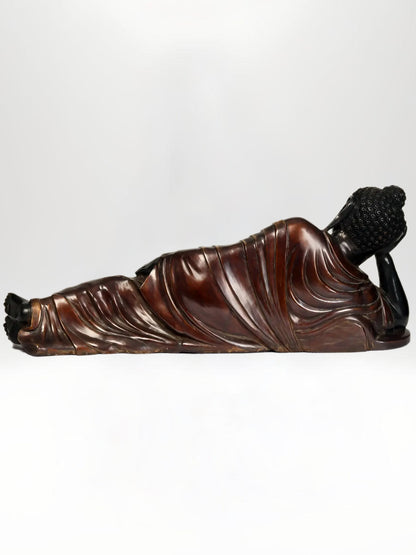 Mahaparinirvana Buddha Sculpture in Brass 48-Inch