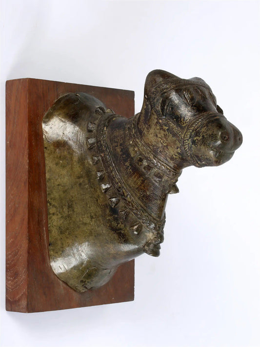 7" Bronze Nandi Bust Wall Hanging Sculpture | Handmade | Wall Decor Figurine