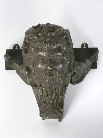 12" Greek God Head Idol | Handmade | Wall Decor | Bronze Wall Hanging Sculpture