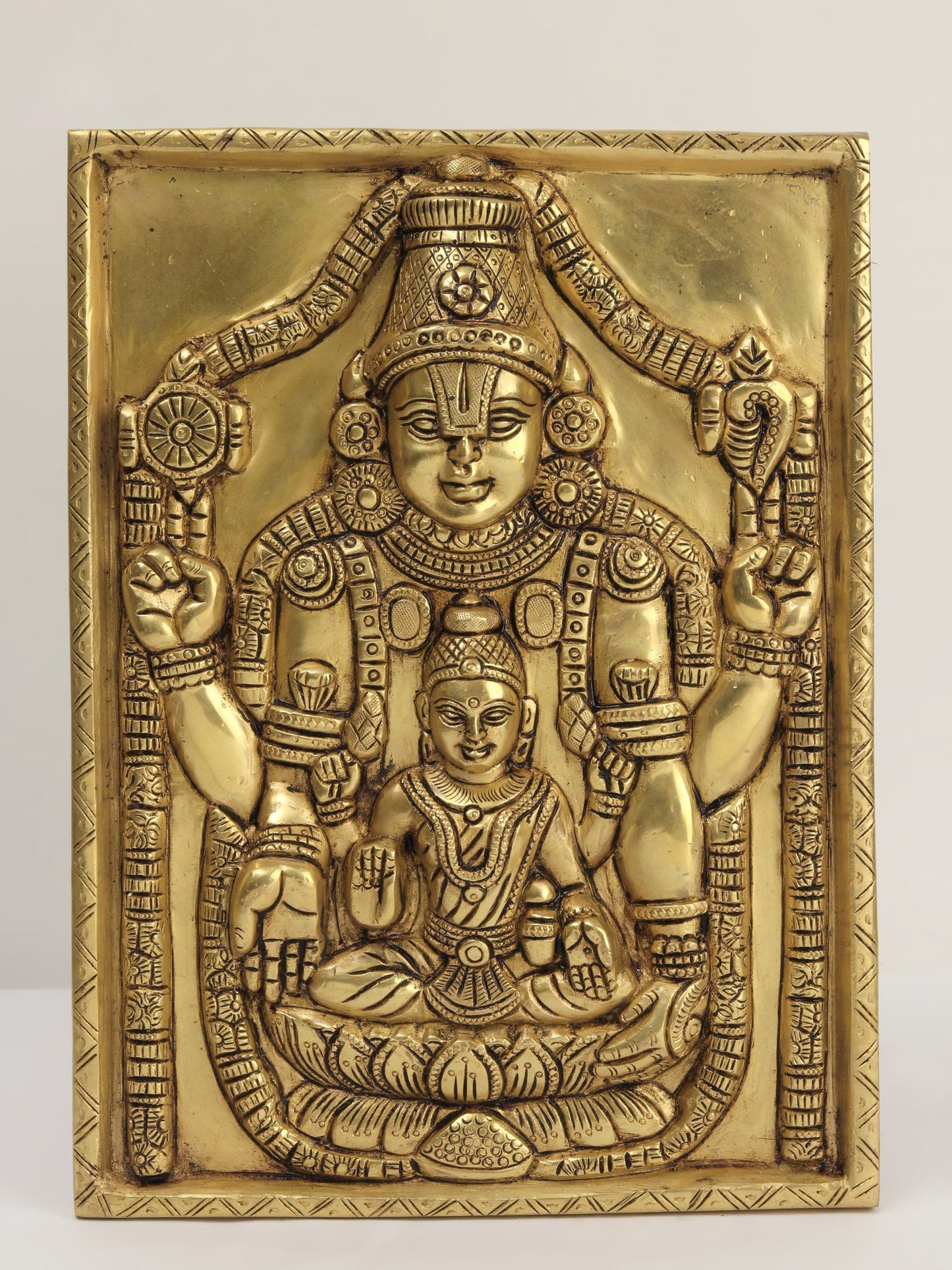 12" Tirupati Balaji (Venkateshvara) with Devi Lakshmi | Wall Hanging Statue