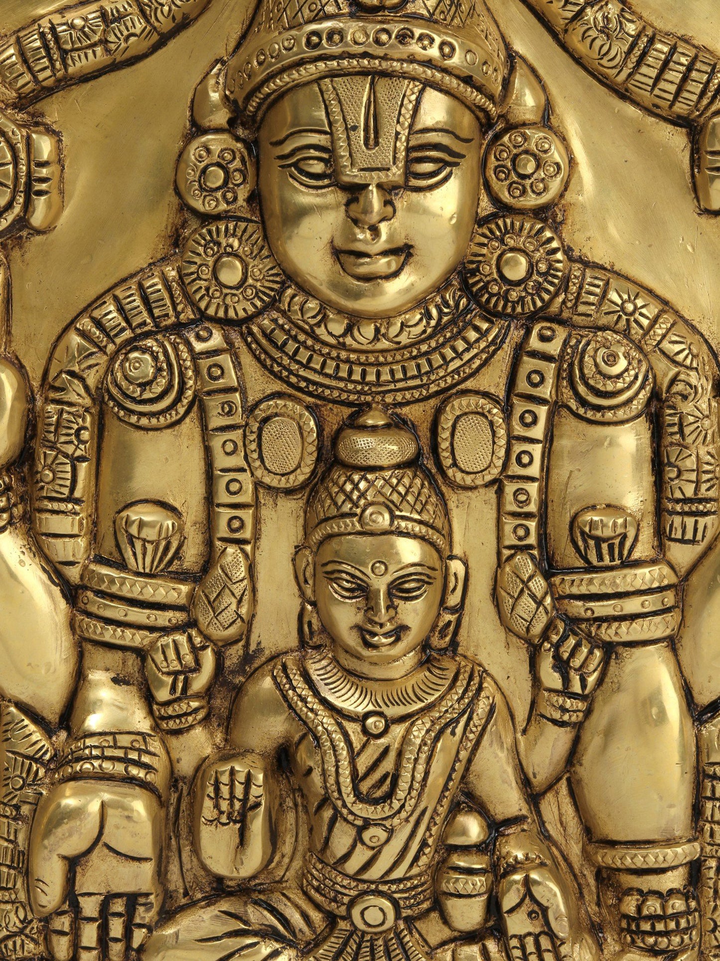 12" Tirupati Balaji (Venkateshvara) with Devi Lakshmi | Wall Hanging Statue