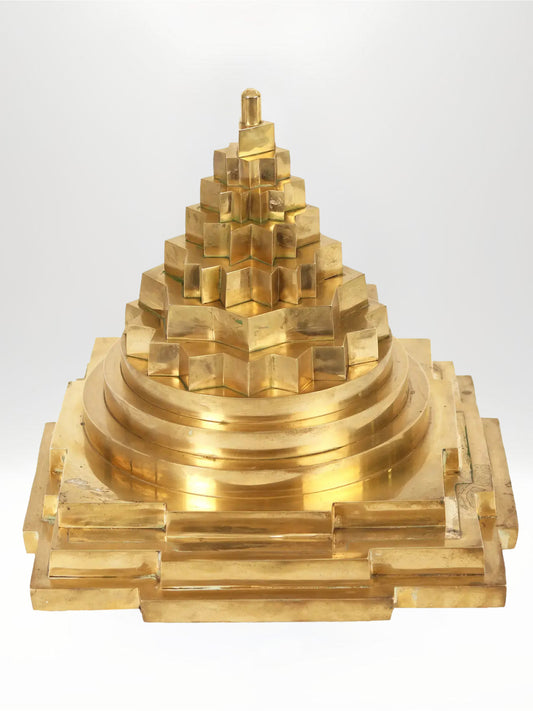 15-Inch Large Shri Yantra (Meru) in Brass | Statue for Home Vastu