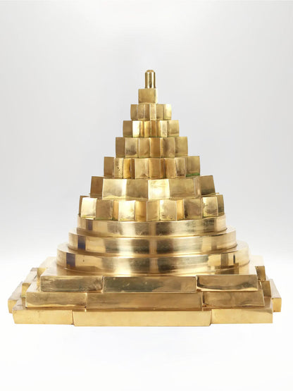 15-Inch Large Shri Yantra (Meru) in Brass | Statue for Home Vastu