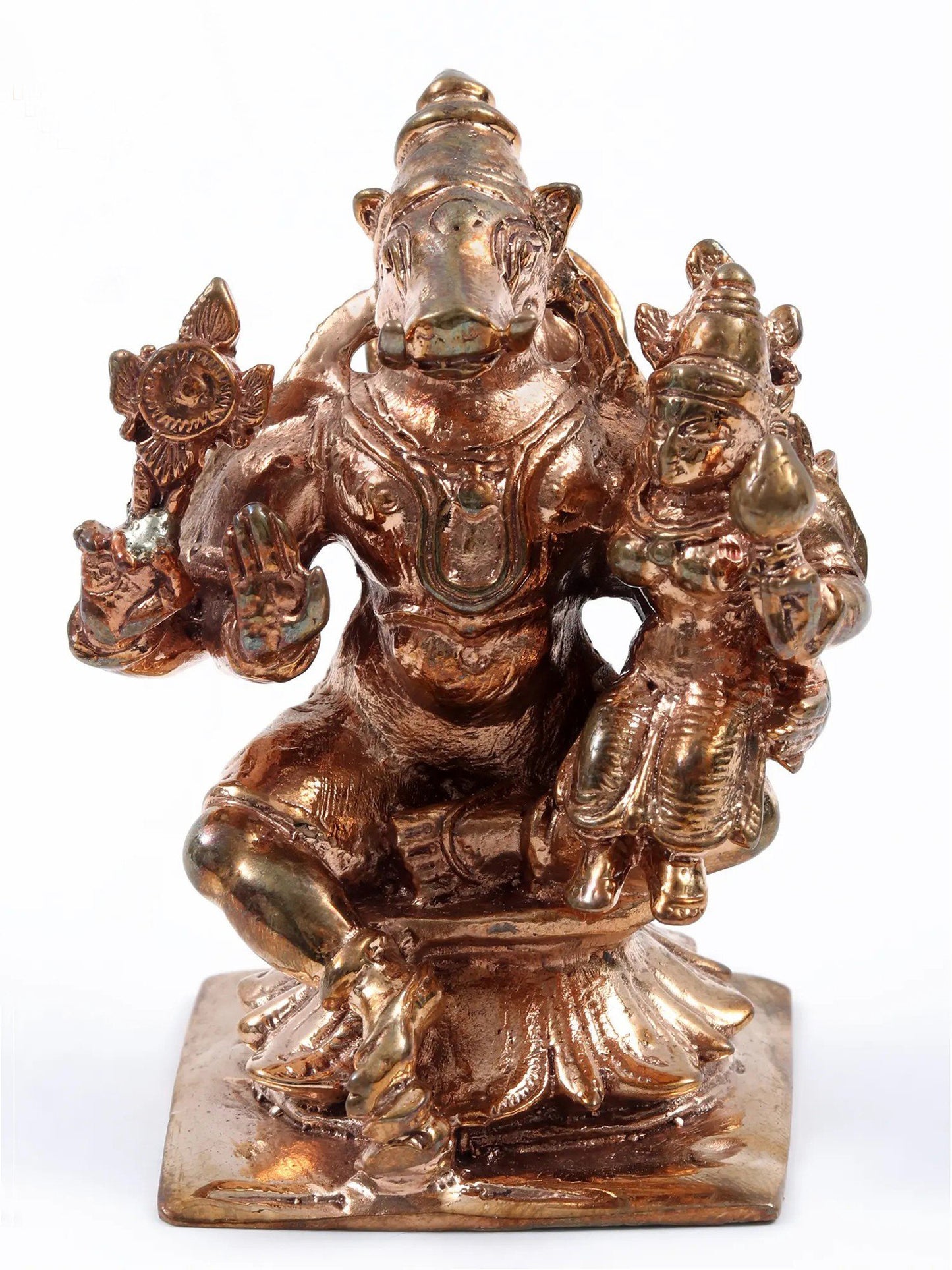 2" Lord Varaha With Goddess Lakshmi In Bronze Statue | Handmade Idol | Lord Varaha & Goddess Lakshmi