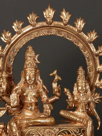 15" Pradosha Moorthy (Shiva - Parvati) Bronze Statue | Handmade Idol | Bronze Shiva & Parvati Idol