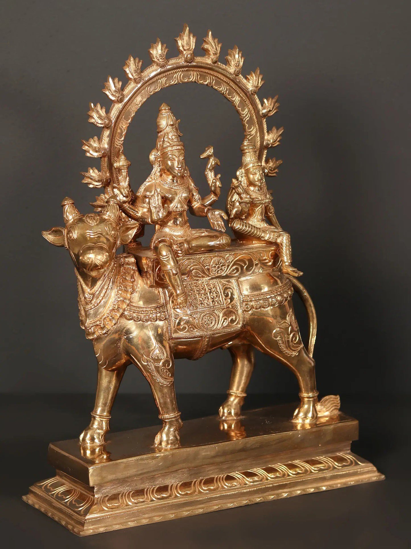 15" Pradosha Moorthy (Shiva - Parvati) Bronze Statue | Handmade Idol | Bronze Shiva & Parvati Idol