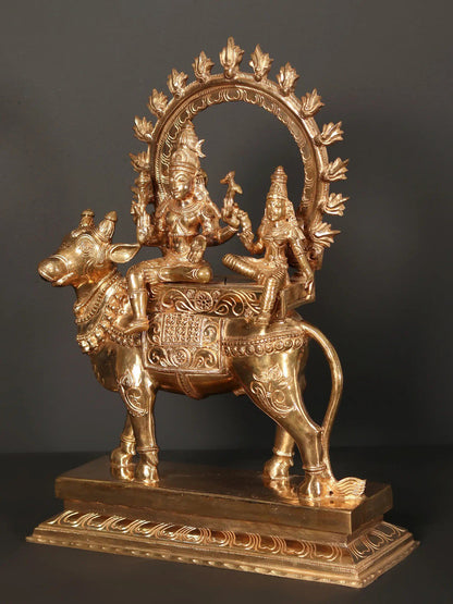 15" Pradosha Moorthy (Shiva - Parvati) Bronze Statue | Handmade Idol | Bronze Shiva & Parvati Idol