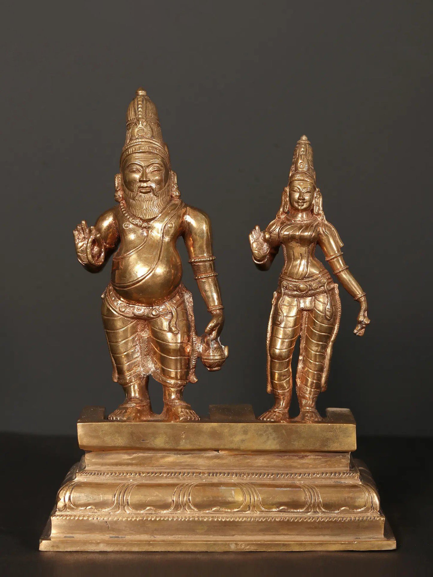 9" Agastya Muni With His Wife Lopamudra In  Bronze Statue | Handmade Idol | Bronze Figurine